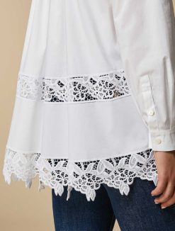 Marina Rinaldi Chemise En Popeline Ornee De Dentelle | Blouses Et Chemises