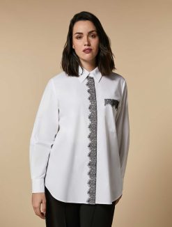 Marina Rinaldi Chemise En Popeline Ornee De Dentelle | Blouses Et Chemises