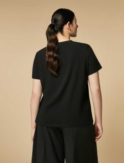 Marina Rinaldi T-Shirt En Jersey Et Satin | Hauts Et T-Shirts