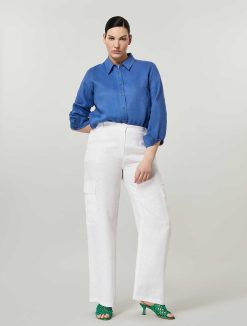 Marina Rinaldi Pantalon Cargo En Lin Melange | Pantalon