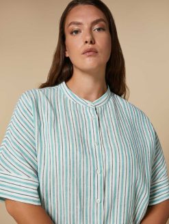 Marina Rinaldi Tunique En Lin Teint En Fil | Blouses Et Chemises