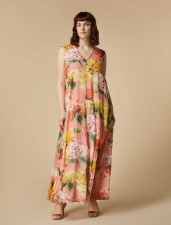 Marina Rinaldi Robe Longue En Georgette De Soie | Robes