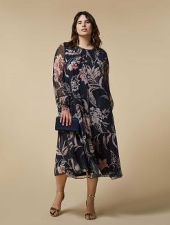 Marina Rinaldi Robe Longue En Georgette Imprimee | Robes