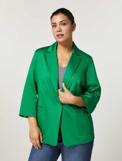 Marina Rinaldi Veste Blazer En Satin De Coton | Veste Et Blazers