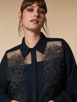 Marina Rinaldi Tunique En Crepe Brodee | Blouses Et Chemises