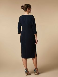 Marina Rinaldi Robe Fourreau En Cady Brodee | Robes