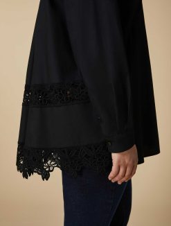 Marina Rinaldi Chemise En Popeline Ornee De Dentelle | Blouses Et Chemises