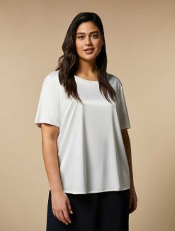 Marina Rinaldi T-Shirt En Jersey Et Satin | Hauts Et T-Shirts