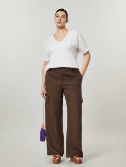 Marina Rinaldi Pantalon Cargo En Lin Melange | Pantalon