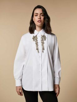 Marina Rinaldi Chemise En Popeline Ornee De Strass | Blouses Et Chemises