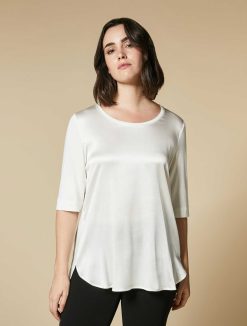 Marina Rinaldi T-Shirt En Soie Et Jersey | Hauts Et T-Shirts