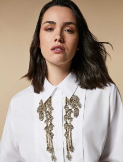 Marina Rinaldi Chemise En Popeline Ornee De Strass | Blouses Et Chemises