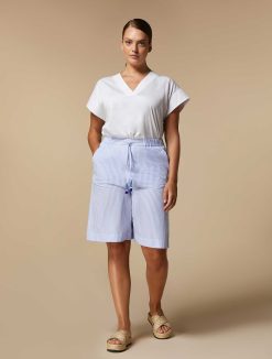 Marina Rinaldi Bermuda En Coton Teint En Fil | Pantalon