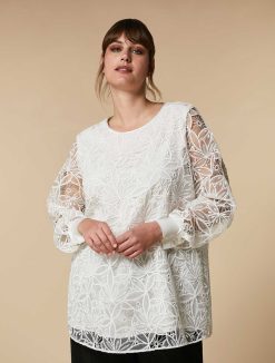 Marina Rinaldi Blouse En Organza Brodee | Blouses Et Chemises