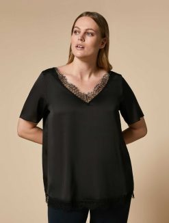 Marina Rinaldi Chemisier Avec Details En Dentelle | Blouses Et Chemises