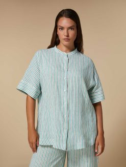 Marina Rinaldi Tunique En Lin Teint En Fil | Blouses Et Chemises